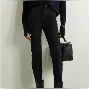 Deadwood Elegant Black Suede Straight Leg Trousers